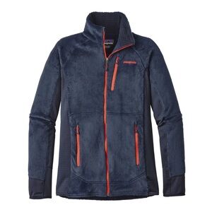Patagonia Men's sz S Dark Blue R2 Fleece Jacket  Red Accents zip front retool